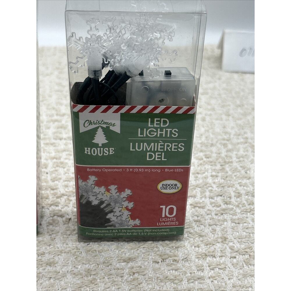 3 ft Snowflake,X-Mas Tree LED String Lights Battery Operated 2 Sets - Picture 2 of 9